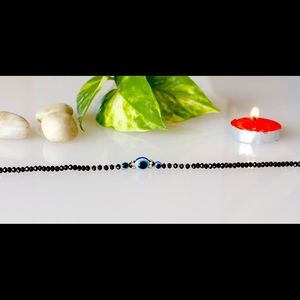 Evil Eyes Black Silver Beaded Handmade Bracelet Unisex